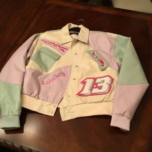 ANGEL EYES PASTEL PU COLOR BLOCK BOMBER - S